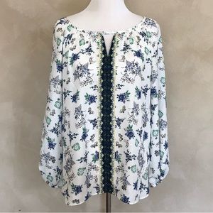 NWT Max Studio floral and butterfly print long sleeve blouse